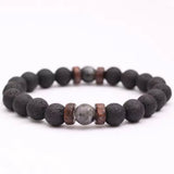 Pulseira Tibetana - Lava Vulcânica e Pedra Lunar