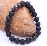 Pulseira Tibetana - Lava Vulcânica e Pedra Lunar
