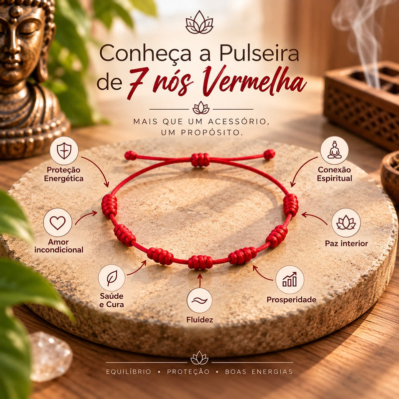 Pulseira Shanti - 7 Nós Vermelha