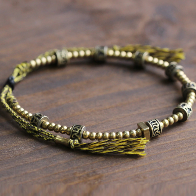 Pulseira Cobre Tibetano Original - Feita à Mão