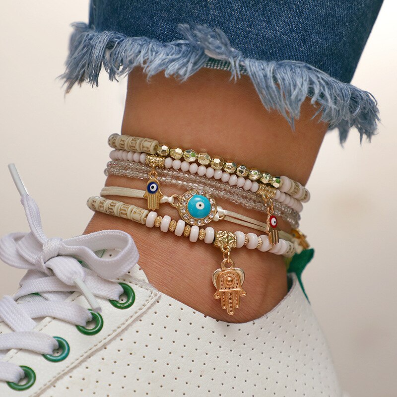 Pulseira Hamsa - Conjunto 6 Peças