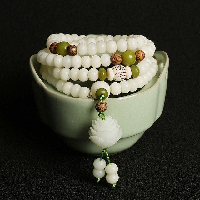 Japamala / Pulseira em Bodhi Branca Original