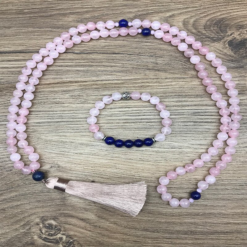 Japamala do Amor - Quartzo Rosa e Lazuli