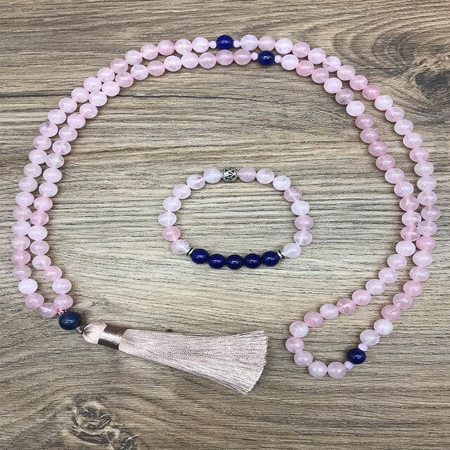 Japamala do Amor - Quartzo Rosa e Lazuli