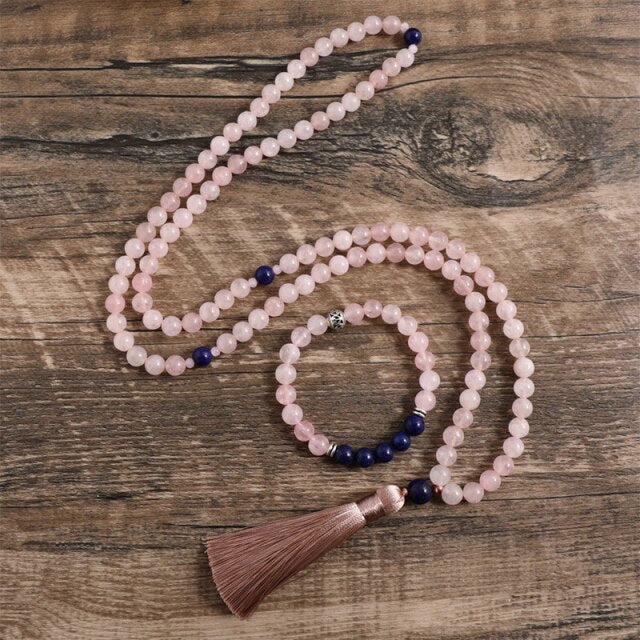 Japamala e Pulseira Quartzo Rosa