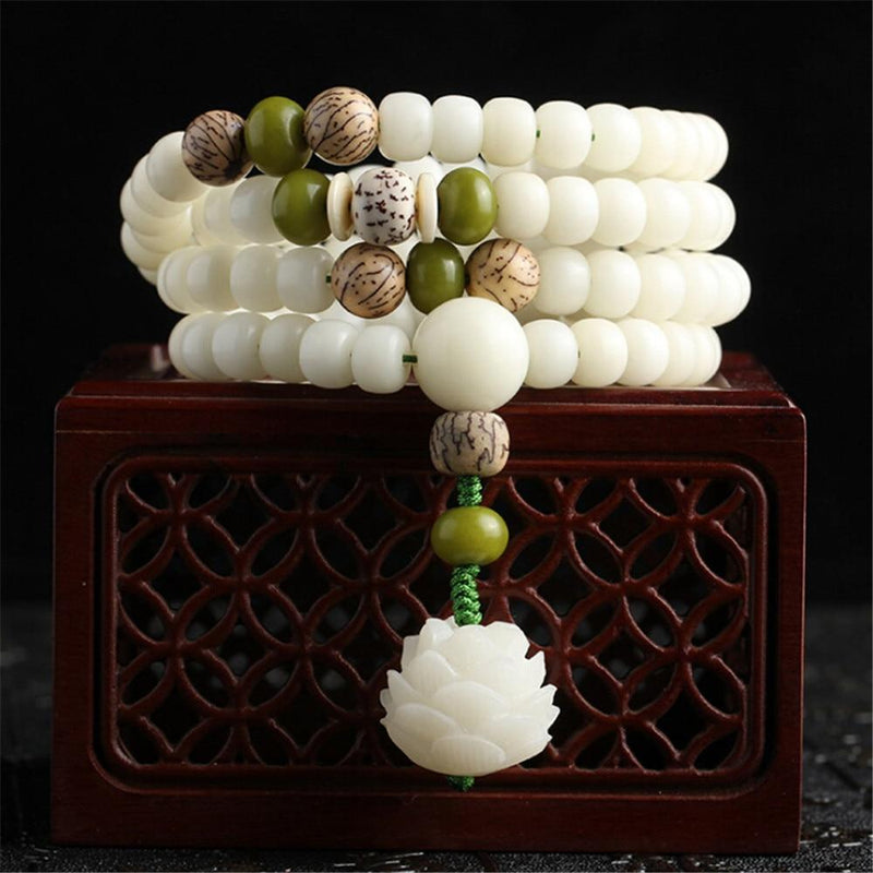 Japamala / Pulseira em Bodhi Branca Original