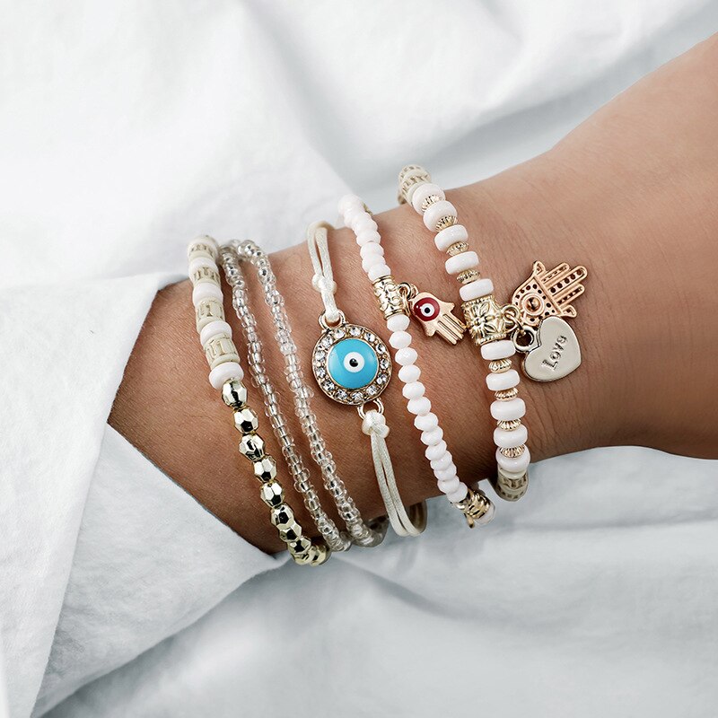 Pulseira Hamsa - Conjunto 6 Peças