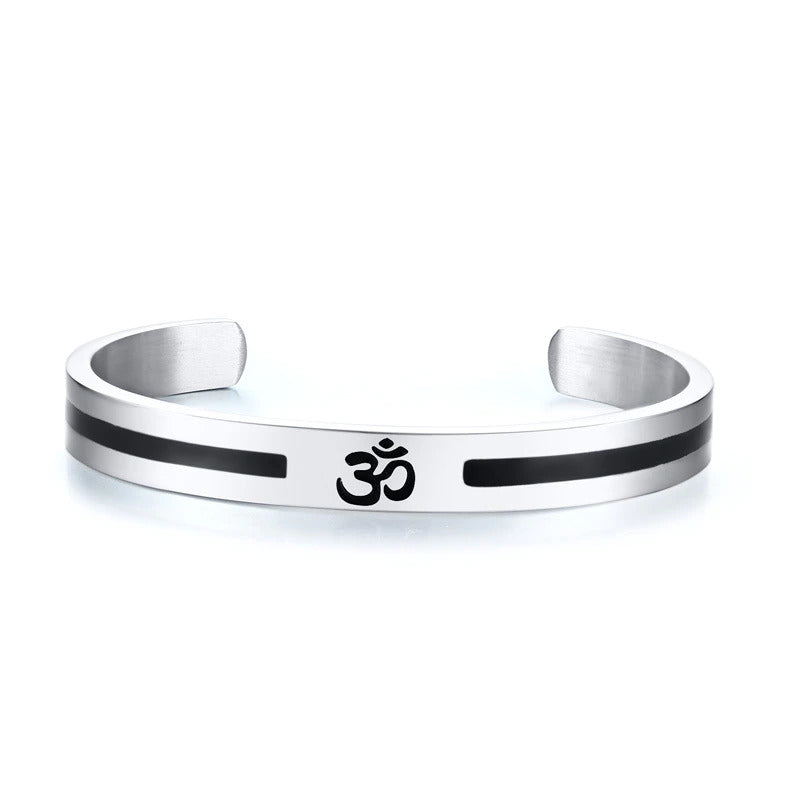 Bracelete Budista OM - Aço Inoxidável Ajustável